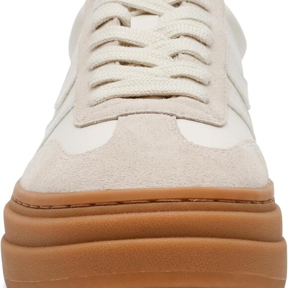 Women's Sneaker Suede Leather 7.5 Bone Multi Lace-up Casual Athletic - Picture 2 of 7